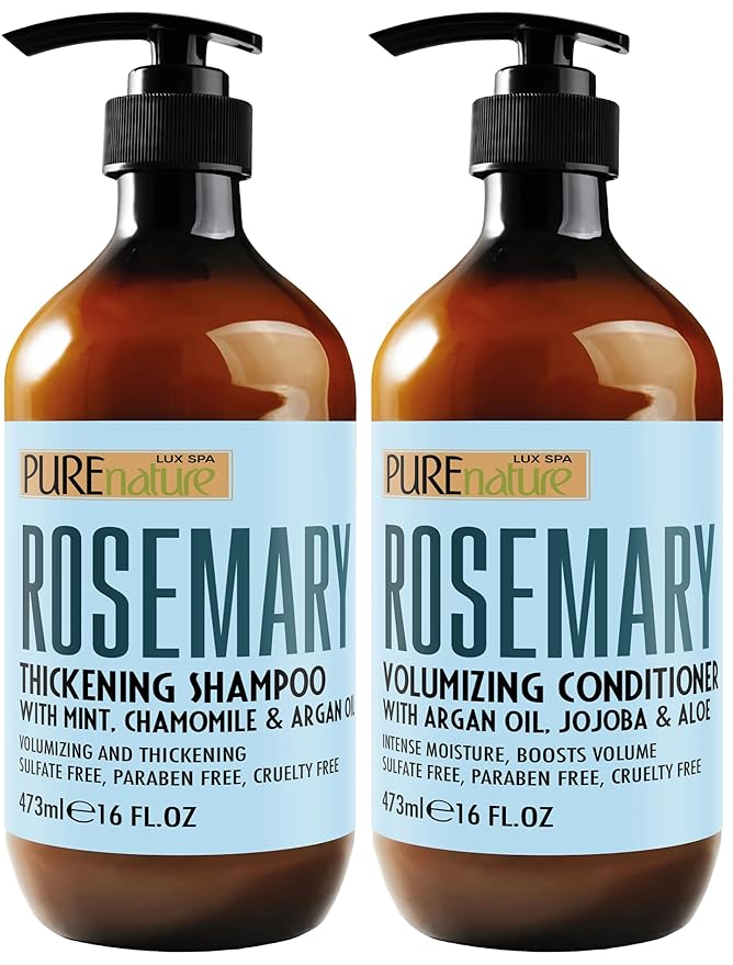 Rosemary Shampoo and Conditioner Set - Sulfate Free Formula with Mint - Volumizing Products and Thickening Care for Thinning Hair Women and Men - 16 Fl Oz (Set of 2)