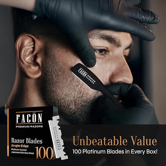 Facón Straight Razors for Men - Professional Barber Straight Edge Razor Kit with 100 Blades,Japanese Stainless Steel Barbero Shaver for a Smooth & Precise Shave, Premium Barber Razor for Men's Shaving