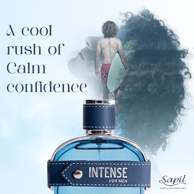 Sapil Intense Eau de Toilette for Men – Long Lasting Aromatic Spicy Perfume | Lemon, Cardamom & Vetiver Notes | Fresh Clean Masculine Fragrance | 3.4 oz / 100ml