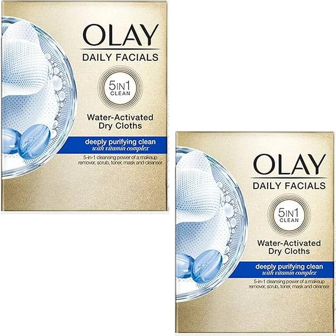 Olay 2-in-1 Combination/Oily Daily Facial Cloths, 33-Count (Pack of 2)