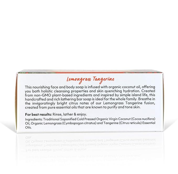 "Coco Fiji Soap Bar for Face and Body Infused With Organic Coconut Oil, Lemongrass Tangerine Essential Oil, Natural Soap for Moisturizing & Pore Purifying Skin, 7 oz, Pack Of 3 "