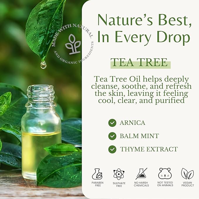 Tea Tree Oil Body Wash, Cleanses & Relieves Itchy Skin, Soothes Jock Itch, Acne & Ringworm, Shower Gel for Dry and Sensitive Skin, Women & Men, Organic & Natural, 16 fl oz, 2-Pack