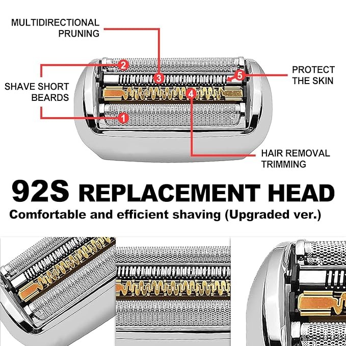 2Packs Series 9 92S Electric Replacement Shaver Head Accessories Compatible with Braun Series 9 Electric Razors 9290cc, 9291cc, 9370cc, 9293s, 9385cc, 9390cc, 9330s, 9296cc (Upgraded ver.)