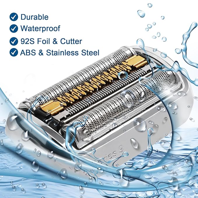 92S Replacement Head for Braun Series 9 – Compatible with 9330s/9296cc, High Precision Foil & Self-Sharpening Blades, Easy Snap-On – Perfect for Men’s Electric Razor Accessories for Home & Trave