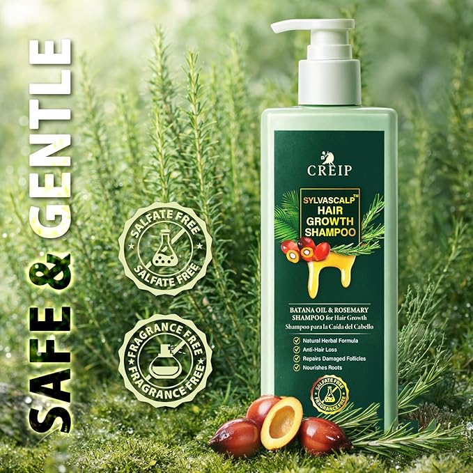 Rosemary & Batana Oil Hair Growth Shampoo: Hair Loss Shampoo for Men and Women with Biotin, Sulfate & Fragrance-Free Thickening
