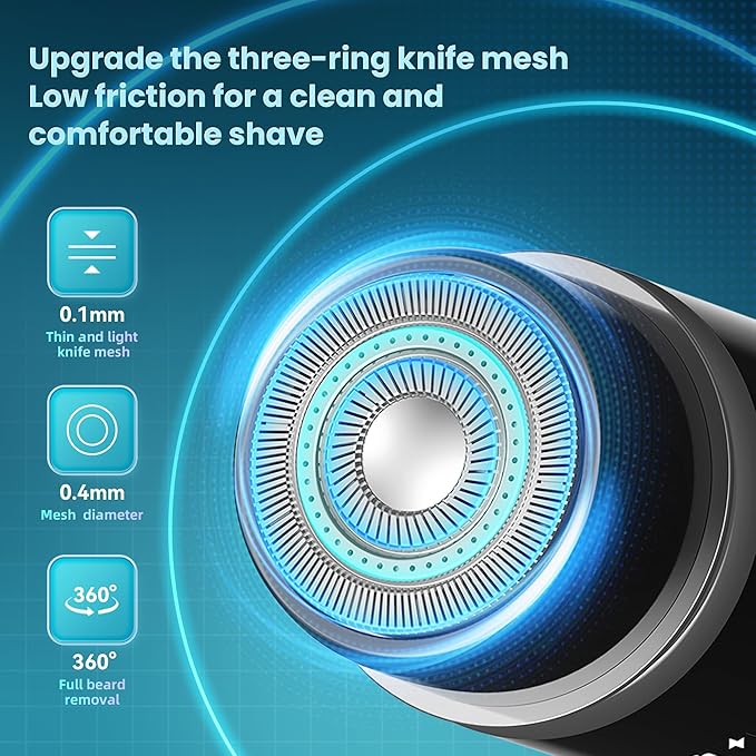Mini Portable Electric Shaver,13000 RPM Powerful & Silent,IPX7 Waterproof,Type-C Fast Charging, Automatic Induction Travel Razor for Men/Women (Black)