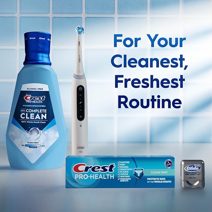 Crest Pro-Health Clean Mint Mouthwash, CPC Antigingivitis/Antiplaque Mouthwash, 500 mL (16.9 Fl Oz ), Pack of 4, Crest Mouthwash, Gingivitis Treatment