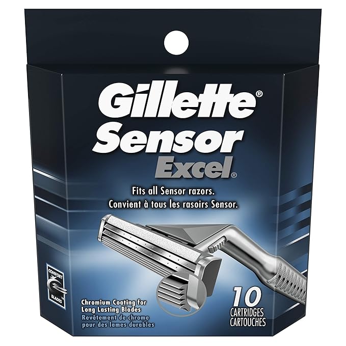 Gillette Sensor Excel Men's Razor Blade Refills, 10 Count (Pack of 2)