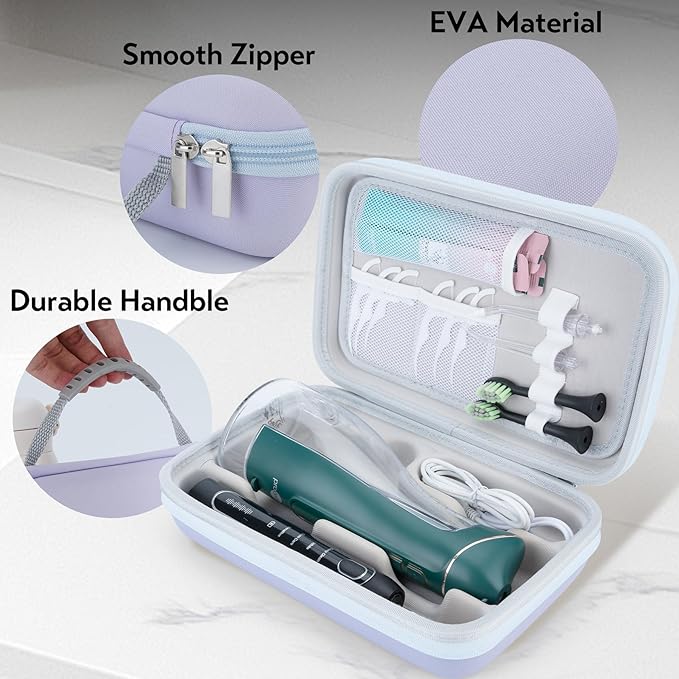 Water Flosser Travel Case, Portable Oral Irrigator Organizer, Sturdy Storage Case for Flosser, Electric Toothbrush, Toothpaste and Irrigator Accessories (Case Only) - Purple