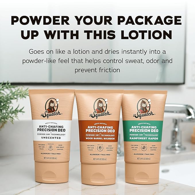 Dr. Squatch Whole Body Deodorant for Men - Odor + Sweat Control - Aluminum + Talc Free - Natural Ingredients - Dermatologist-Tested for All Skin Types - Rainforest Rapids (3.4 fl oz, 2-Pack)