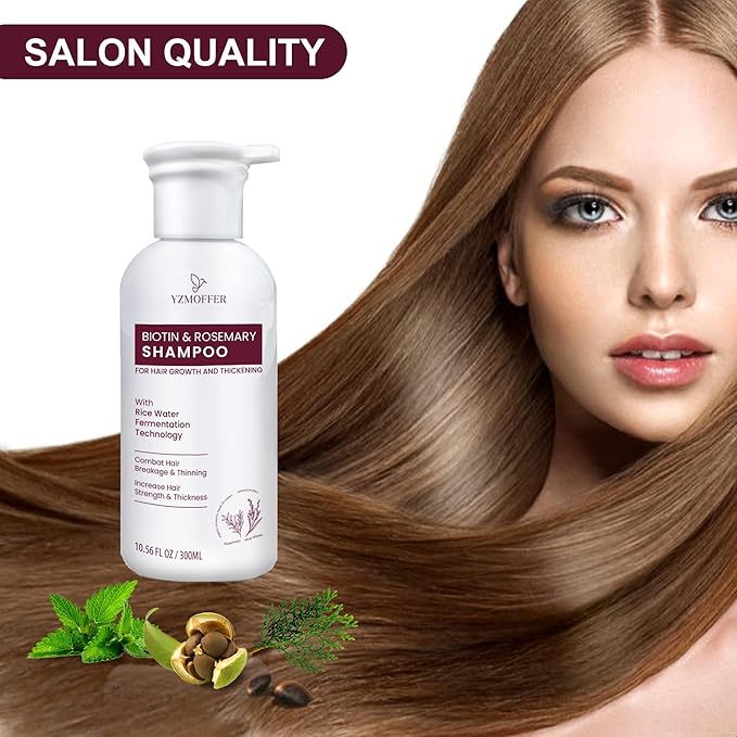 Hair Growth Shampoo for Thinning Hair: Advanced Biotin and Rosemary Shampoo with Rice Water for Women and Men Hair Loss - Herbal Essences Promotes Thicker Hair, 10.56 Fl Oz