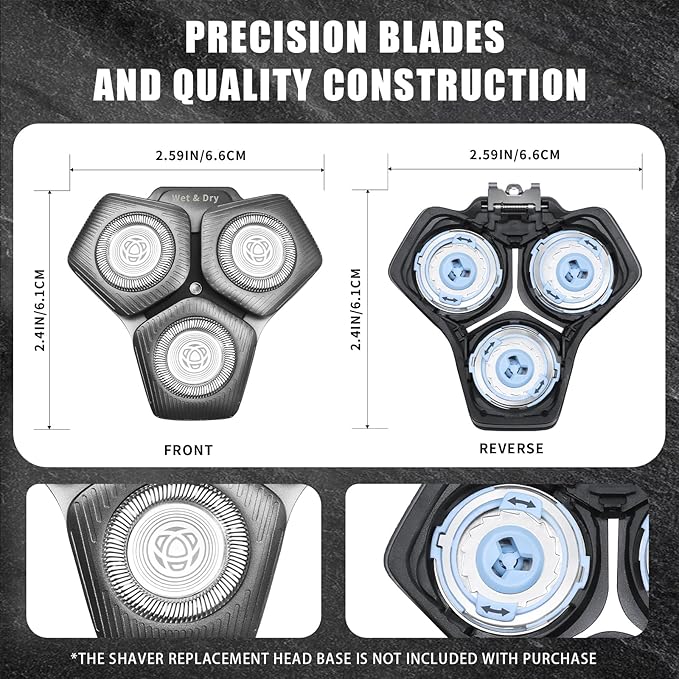 SH71/50 Shaving Heads Compatible with Phili*s Shavers Series S5000 (S5XXX),S7000 (S7XXX) for RQ12/70, RQ12/60, SH60/70, and SH70/70 (grey)