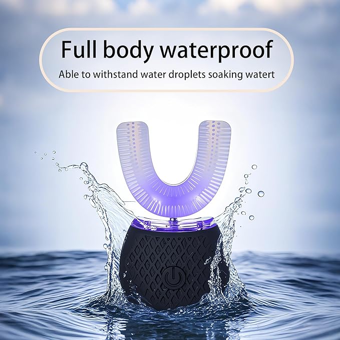 Automatic Toothbrush for Adults - Ultrasonic Electric Toothbrush Rechargeable Waterproof Design with Soft Bristles & 30s Timer Wireless Charging Portable Travel & Home Use (Black)