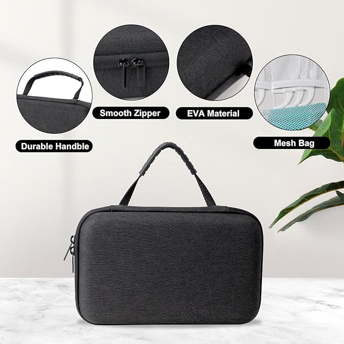 SMYV Water Flosser Travel Case, Portable Cordless Oral Irrigator Travel Organizer with Handle, Hard Eva Storage Bag for Flosser, Electric Toothbrush, Toothpaset and Irrigator Accessories (Black)