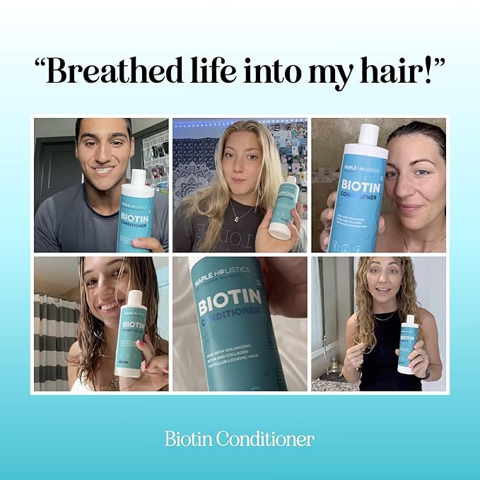 Biotin Conditioner for Thinning Hair - Volumizing Conditioner for Fine Thin & Weak Hair - Sulfate Paraben & Silicone Free with Nourishing Plant Proteins Argan Oil Green Tea & B Vitamins (16 Fl Oz)