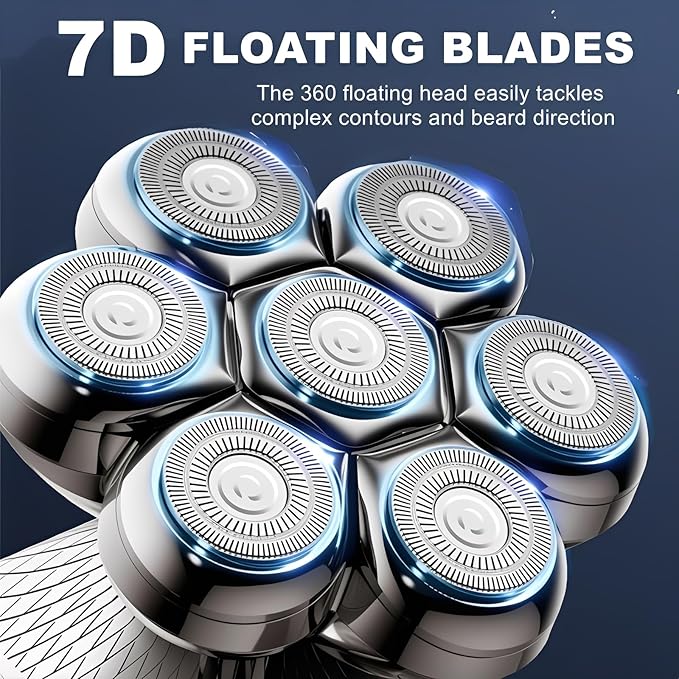 2Pack Fit for SHPAVVER Replacement Heads,7 Blade Floating Head Fit for Cyruzi Replacement Head,Compatible with SHPAVVER/Cyruzi Head Shavers for Bald Men,Magnetic IPX7 Waterproof Shaver Heads.