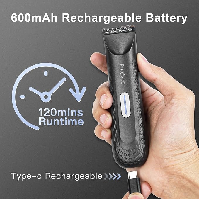 Ball Trimmer for Men Manscaping Body Hair Trimmer Pubic Hair & Groin Groomer Waterproof Beard & Body Trimmer with LED Light, USB-C Rechargeable, No Nicks