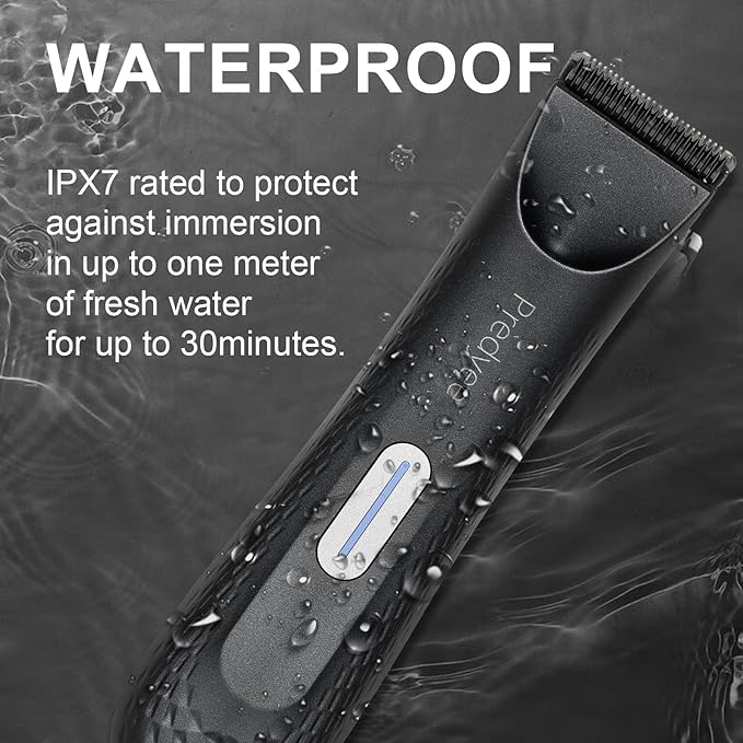 Ball Trimmer for Men Manscaping Body Hair Trimmer Pubic Hair & Groin Groomer Waterproof Beard & Body Trimmer with LED Light, USB-C Rechargeable, No Nicks