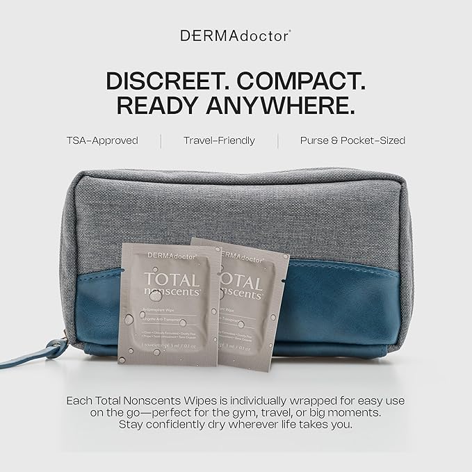 DERMAdoctor Deodorant Wipes Individually Wrapped - Refreshing Antiperspirant Wipes, Dermatologist Formulated Hyperhidrosis Treatment for Body Hands Feet | Anti Sweat Wipe, Foot Deodorant - 30 Count