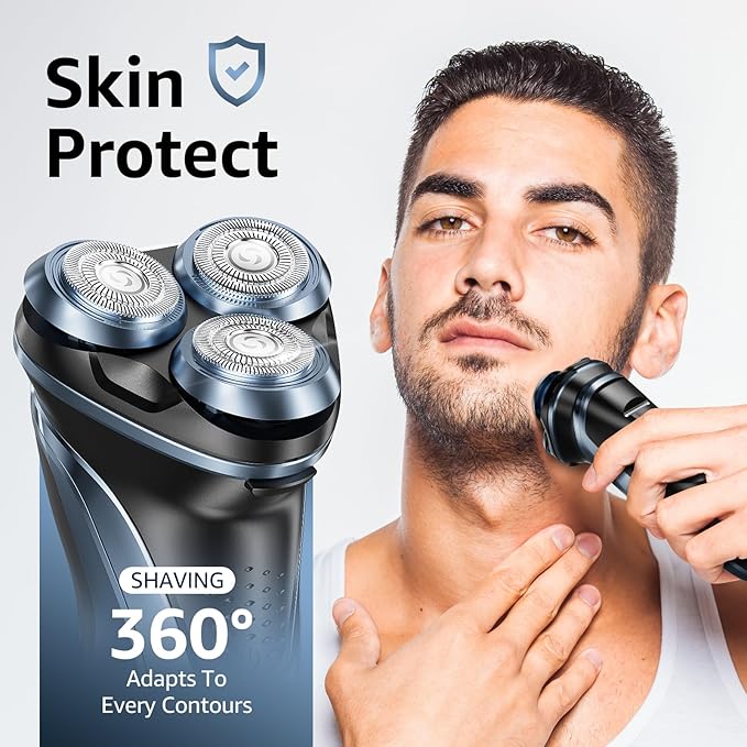 Rechargeable Electric Razor for Men: IPX7 Waterproof Shaver - 1.5H Fast Charge, 4D Flex Precision Blades with Pop-Up Trimmer - Gentle on Sensitive Skin, Travel-Friendly，Valentine's Day Gifts