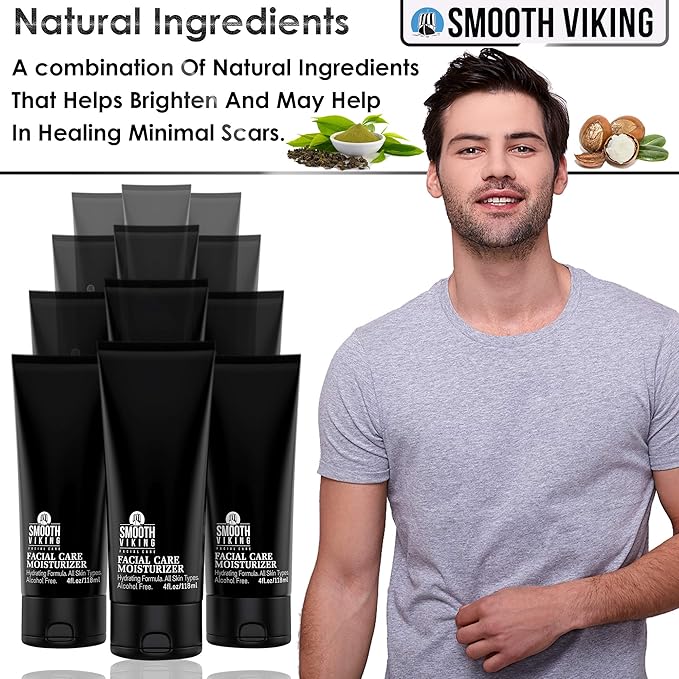 Smooth Viking Men's Face Moisturizer - Daily Hydrating Face Lotion, 4 oz - Alcohol-Free Facial Cream for Sensitive, Dry, and Oily Skin - Age-Defying Skin Firming Formula