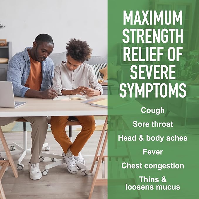 GoodSense Tussin Severe CF Max Multi-Symptom Cough, Cold and Flu, Raspberry Flavor, Cough Medicine, 8 Ounces