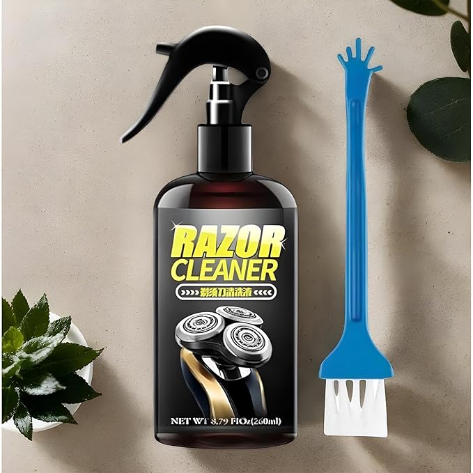 Foaming Shaver Cleaner, Electric Razor Spray Solution, 250ml Spray Bottle with Rust Prevention, Odorless Cleaning, Trimmer Maintenance Sprayer with Quick Dry, Grooming Care Kit for Home Use