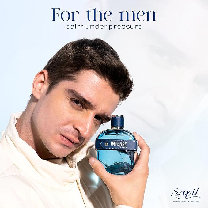 Sapil Intense Eau de Toilette for Men – Long Lasting Aromatic Spicy Perfume | Lemon, Cardamom & Vetiver Notes | Fresh Clean Masculine Fragrance | 3.4 oz / 100ml