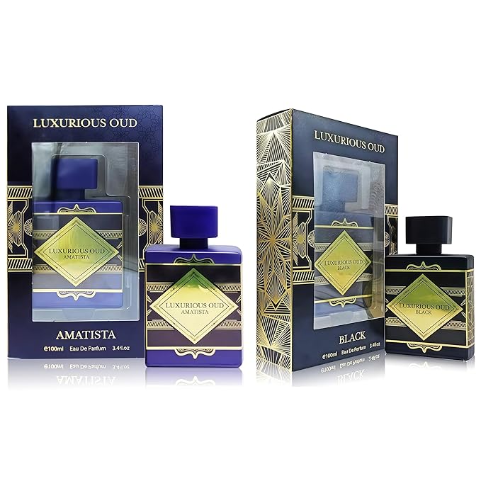 Luxurious Men's Cologne Eau de Parfum Gift Set - 3.4 Fl Oz Each | Citrus Spicy & Woody Ambergris Fragrance | Luxury Perfume for Day & Night