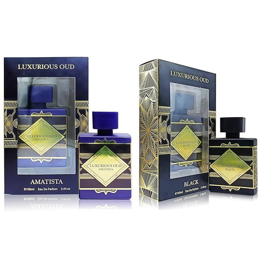 Luxurious Men's Cologne Eau de Parfum Gift Set - 3.4 Fl Oz Each | Citrus Spicy & Woody Ambergris Fragrance | Luxury Perfume for Day & Night