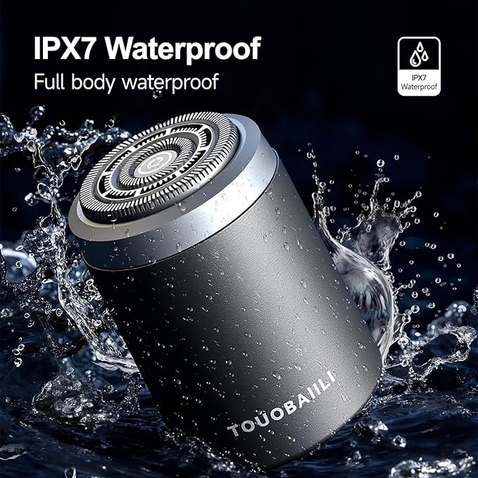 Electric Foil Shaver for Men, IPX7 Waterproof Cordless Razor – Mini Travel Shaver for Face & Body, USB-C Fast Charging, Wet/Dry Shower Use, Portable Electric Razor for Sensitive Skin