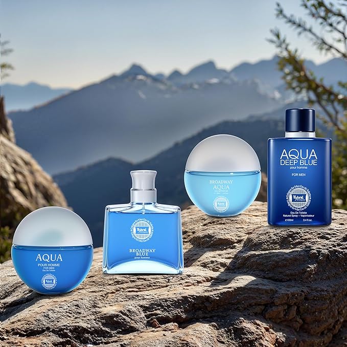 Hybrid & Company Men's 4 Pcs Bavarian Aqua Broadway Blue Aqua Deep Blue Eau De Toilette Perfume