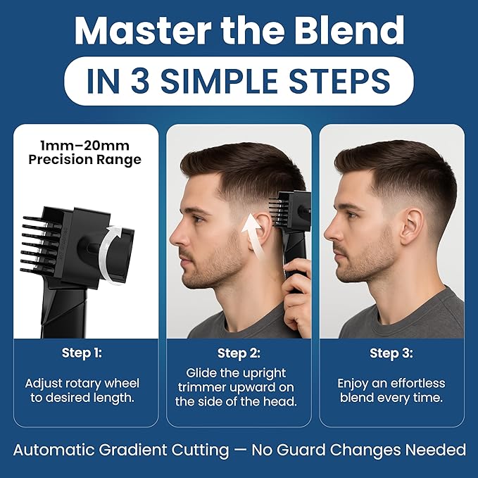 Self Haircut Kit for Men – Electric Hair Trimmer for Men with Beard and Nose Trimmer, Foil Shaver, Safety Guard, Charging Cable, Oil and Brush – Complete Body Hair Grooming Set