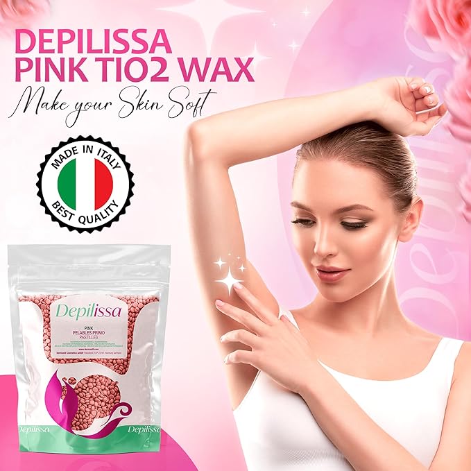Pink Hard Wax Beads 14.1 oz – Stripless Brazilian Wax Beads for Face, Bikini & Sensitive Skin – Low-Temperature Hard Wax for Women & Men – Removes Short & Coarse Hair – Made in Italy