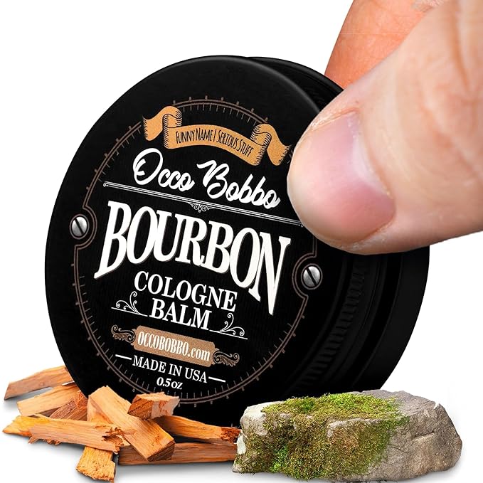 Handy Hound Occo Bobbo Solid Cologne for Men, Bourbon and Sandalwood Scent, .5 Ounce Concentrated Balm, Smooth Woody Oak Barrel Blend