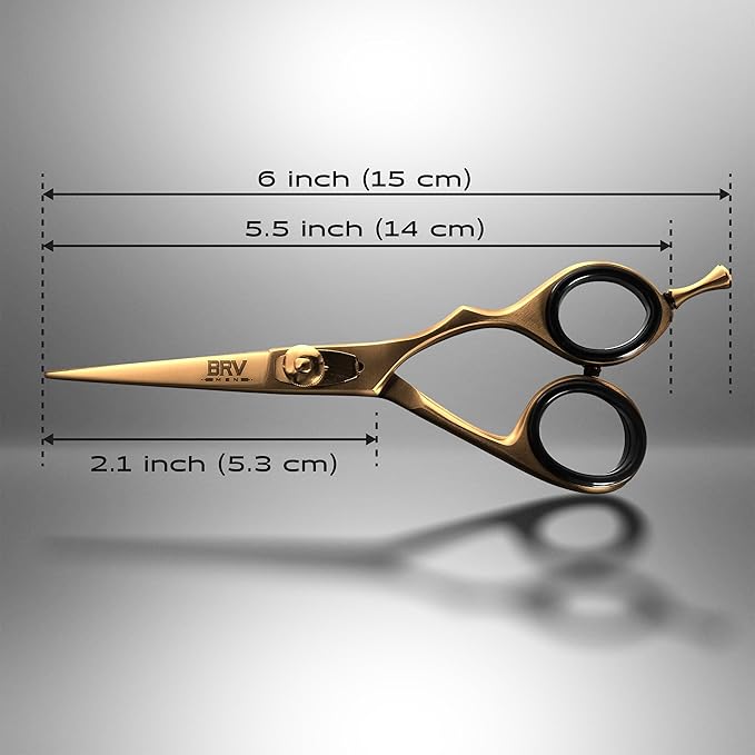 Facial Hair Scissors for Men | Titanium Series | Mustache & Beard Trimming Scissors | 5.5 inches l Sharp & Precise Grooming | Razor Edge Barber Scissor (RIGHT HANDED - titanium bronze)