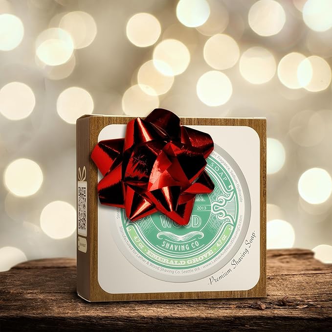 Lather & Wood Shaving Soap - Emerald Grove - Simply the Best Luxury Shaving Cream - Tallow - Dense Lather with Fantastic Scent for the Worlds Best Wet Shaving Routine. 4.6 oz (Emerald Grove)