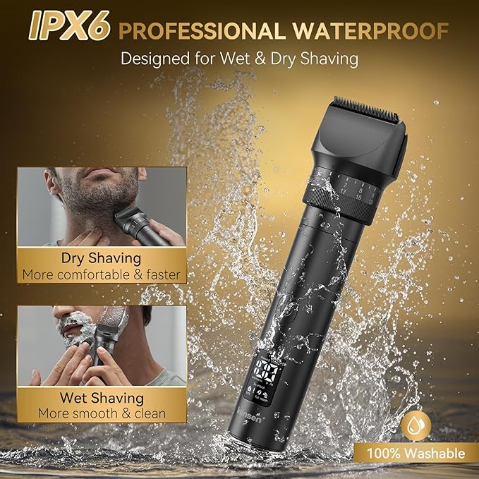 Beard Trimmer for Men - 42 Adjustable Length Settings Hair Clippers, Christmas Gift Professional Body Hair Trimmer for Men Precision Facial Hair Trimming Nose Trimmers LED Display Mustache Trimmers