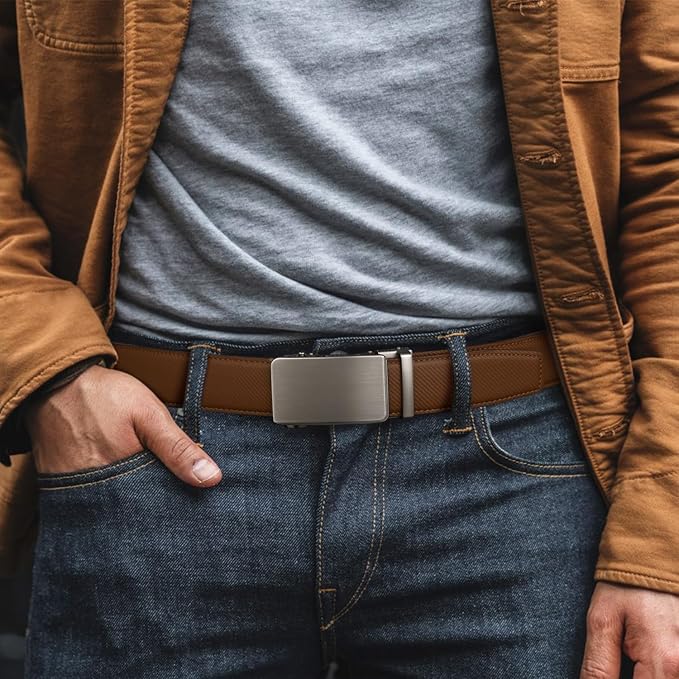 Zitahli Ratchet Belt for Men - 2 Packs Leather Mens belt For Gift Men Dress and Casual,Trim to Fit