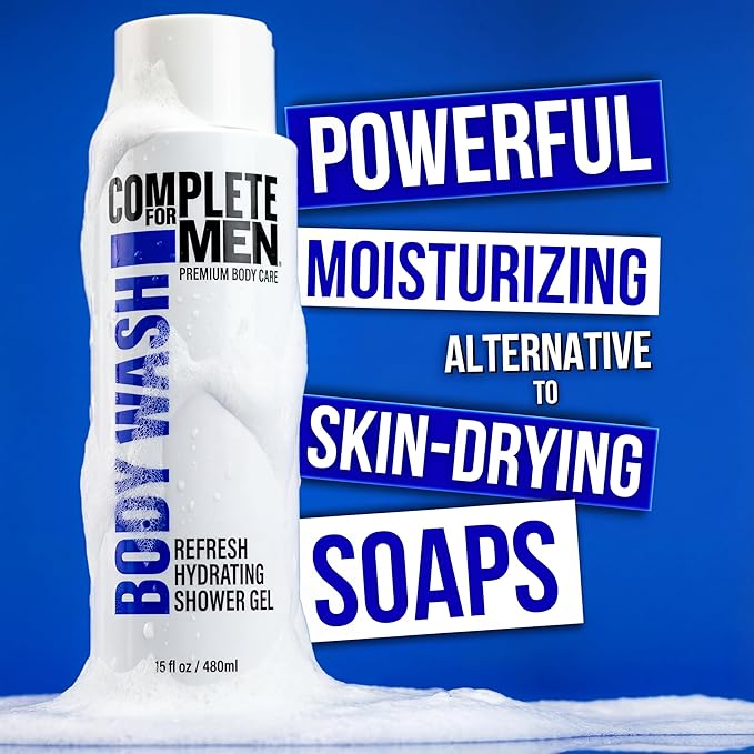 Hydrating Shower Gel for Men: Sulfate-Free Mens Body Wash, Natural Shower Gel - Moisturizing Body Wash for All Skin Types, Soap & Body Cleansers, Bath Gel for Dry Skin