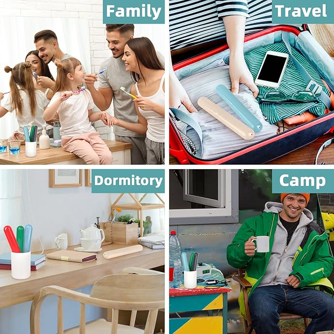 6 Pack Toothbrush Travel Case, Travel Toothbrush Holder, Sanitary Toothbrush Storage, Eco-friendly Toothbrush Protector Covering for Traveling, Business，Camping, Home, School