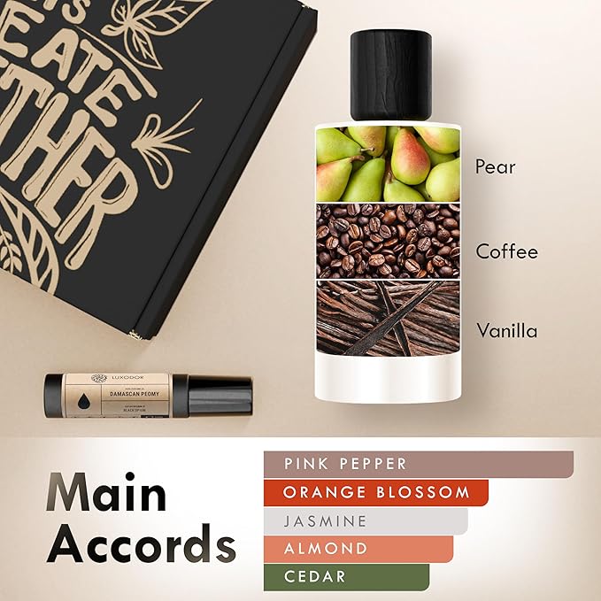 Inspired by Y S.L's B.lack O.pium 3.4 fl. oz (100ml) Damascus Poemy with Pheromone Roll-On Oil 10 ml | Women’s Dupes Fragrances | Long Lasting Perfume Vanilla for Women | Womens Perfume