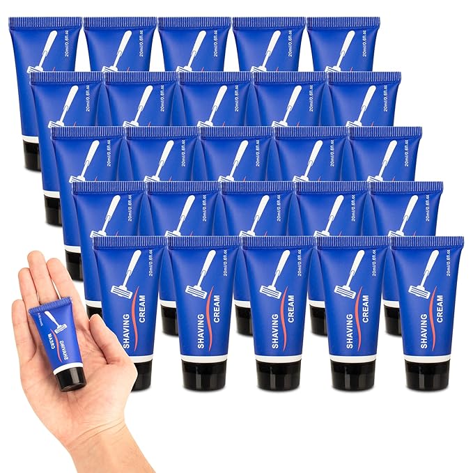 Shaving Cream Bulk, 20ml/0.7fl oz Travel Shaving Cream, Individually Packaged, Suitable for Travelling, Hotels, Home, Camping, Charities, Homeless People (100-PACK)