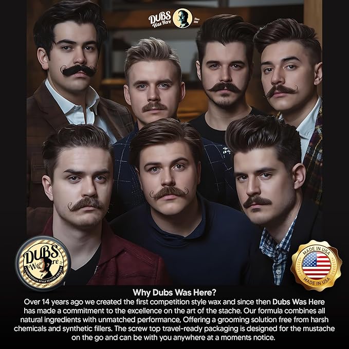 Mustache Wax Strong Hold | Competition Style Firm Stache Wax | Non-Greasy Grooming Gift for Men | Natural Lavender Scent Scent | 1 oz Tin | Made in USA