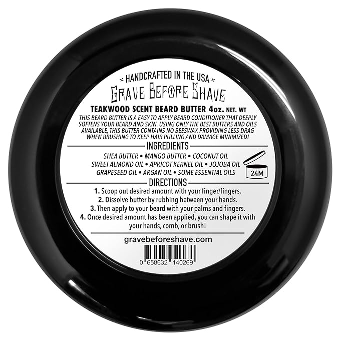 Grave Before Shave Teakwood Blend Beard Butter 4oz jar