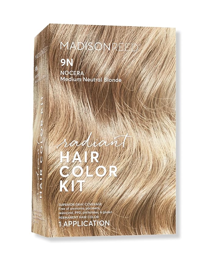 Madison Reed Radiant Hair Color Kit - 9N Medium Neutral Blonde (Nocera Blonde), Dimensional Gray Hair Blending Permanent Hair Dye, PPD-Free & Ammonia-Free, 1 Pack