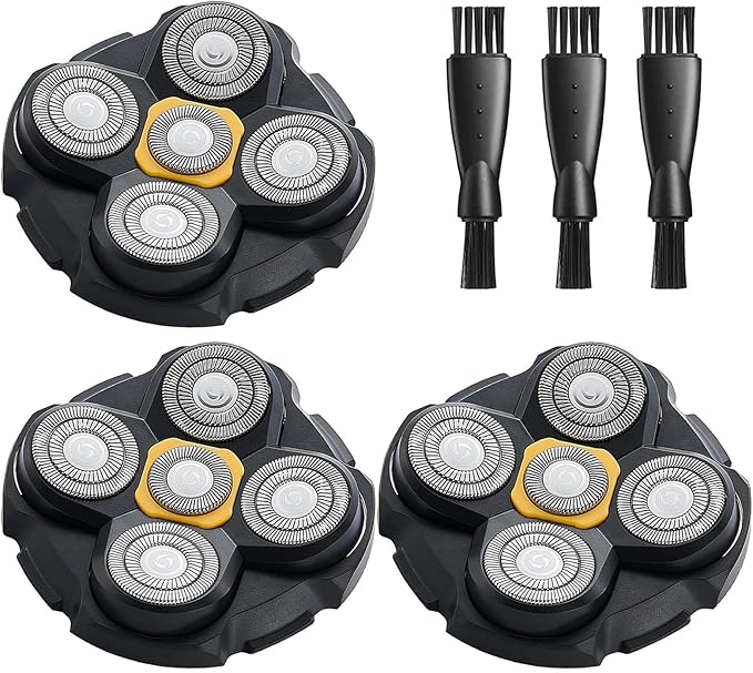 Microtouch Replacement Heads for Microtouch Titanium Head Shaver, 3PCS MTTTBHS Head Shaver Blades, 3 Cleaning Brush