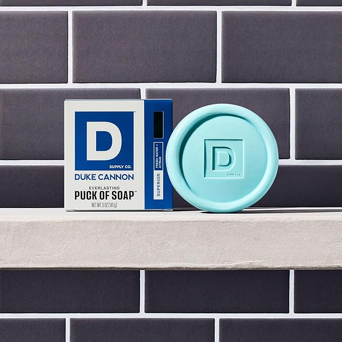 Duke Cannon Supply Co. Bar Soap Puck - Men's Rounded Bar Soap With Masculine Scents - Hydrating & Cleansing -Disc-Shaped Mens Soap - All Skin Types - Superior (5 oz)