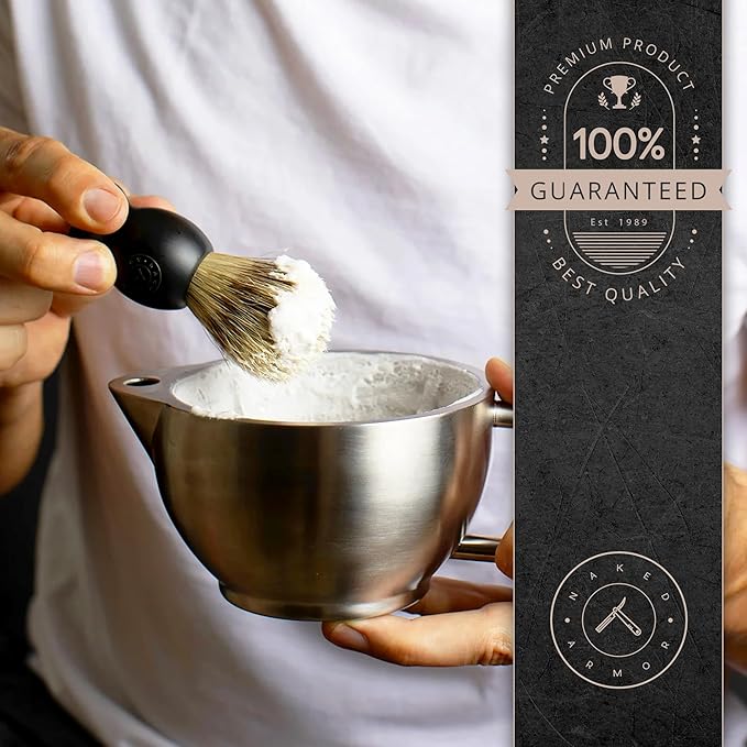 Synthetic Badger Hair Shaving Brush - Futura Synthetic Badger Hair + Handmade Swedish Black Wood Shave Brush, Exfoliating Stiff Bristles, Thick & Creamy Lather For A Great Shave, Great For Travel