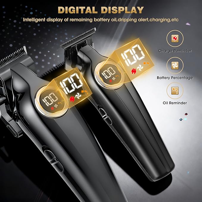 Karrte Professional Hair Clippers for Men，Barber Clippers and Trimmers Set，Electric Cordless Beards Trimmer with LED Display，Barber Kit and Grooming Set, Christmas Gift for Men